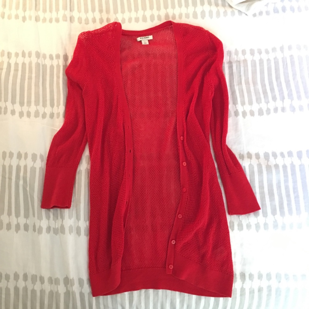 Old Navy red cardigan